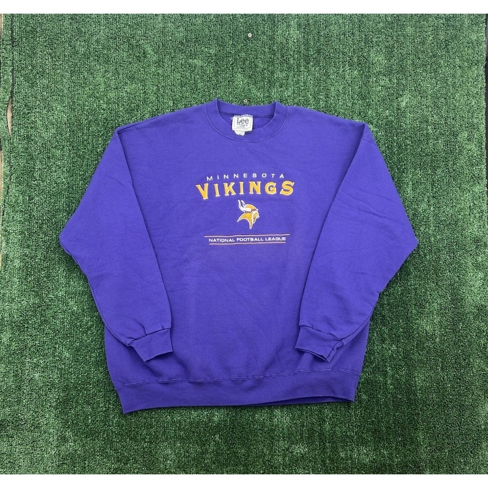 Vintage Lee Sport Minnesota Vikings Purple Embroidered Crewneck Sweatshirt XXL